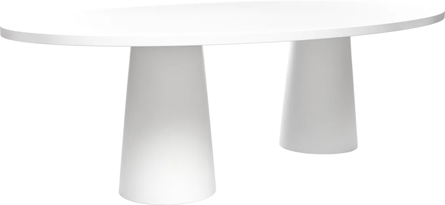 Container Table Oval 260 top white with white double foot